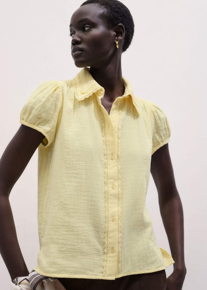 Yellow Cheesecloth Straight Summer Blouse | ME+EM
