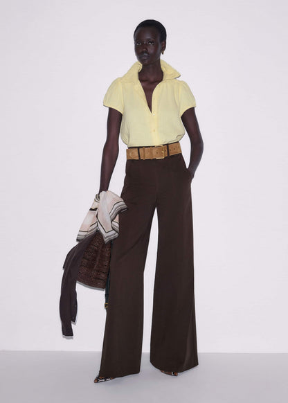 Yellow Cheesecloth Straight Summer Blouse | ME+EM