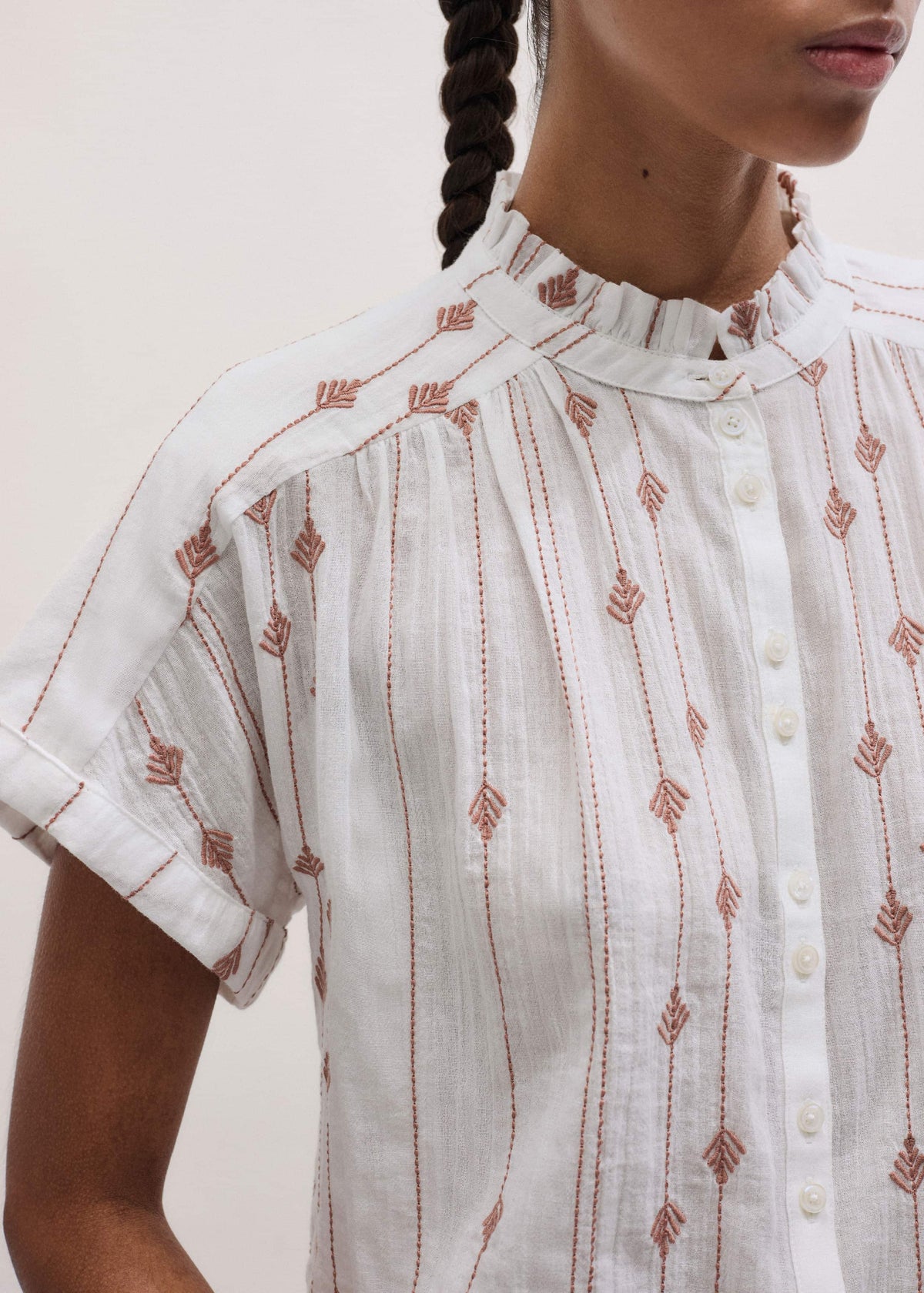 White Turn-Up Cuff Blouse | ME+EM