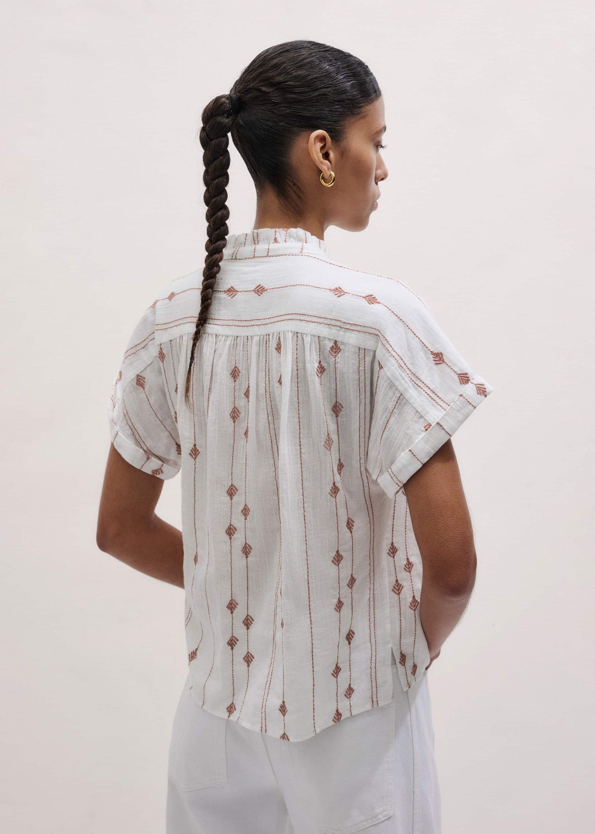 White Turn-Up Cuff Blouse | ME+EM