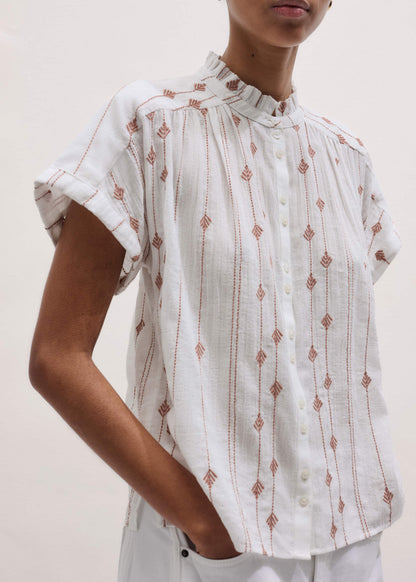 White Turn-Up Cuff Blouse | ME+EM