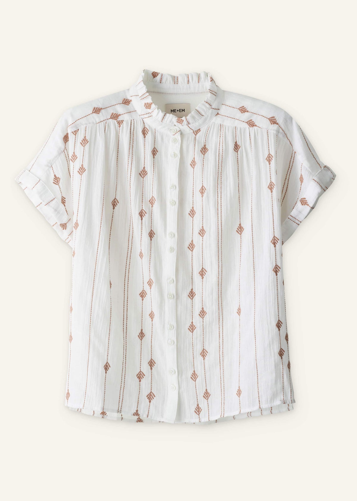 White Turn-Up Cuff Blouse | ME+EM