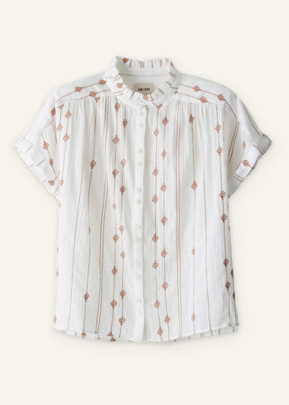 White Turn-Up Cuff Blouse | ME+EM