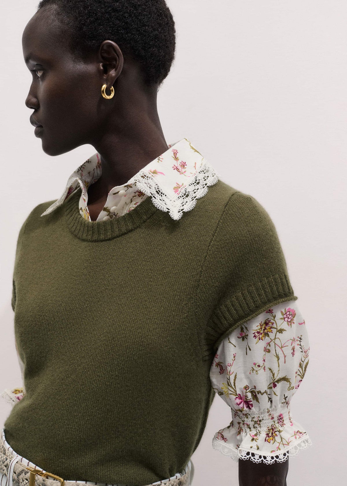 Cream Silk Cotton Wild Spring Floral Print Blouse | ME+EM
