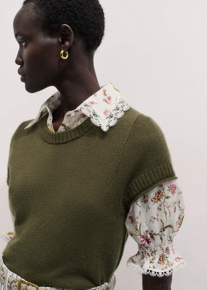 Cream Silk Cotton Wild Spring Floral Print Blouse | ME+EM