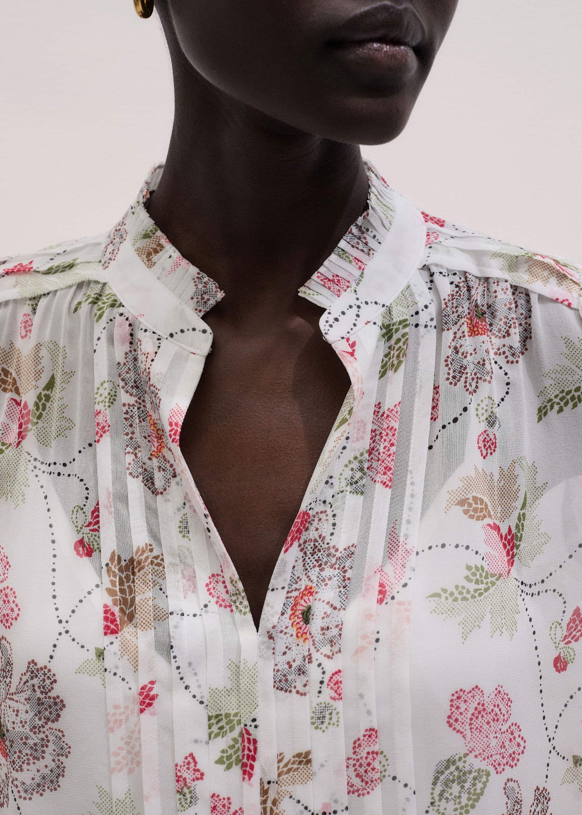 Cream Silk Balloon Sleeve Blouse | ME+EM