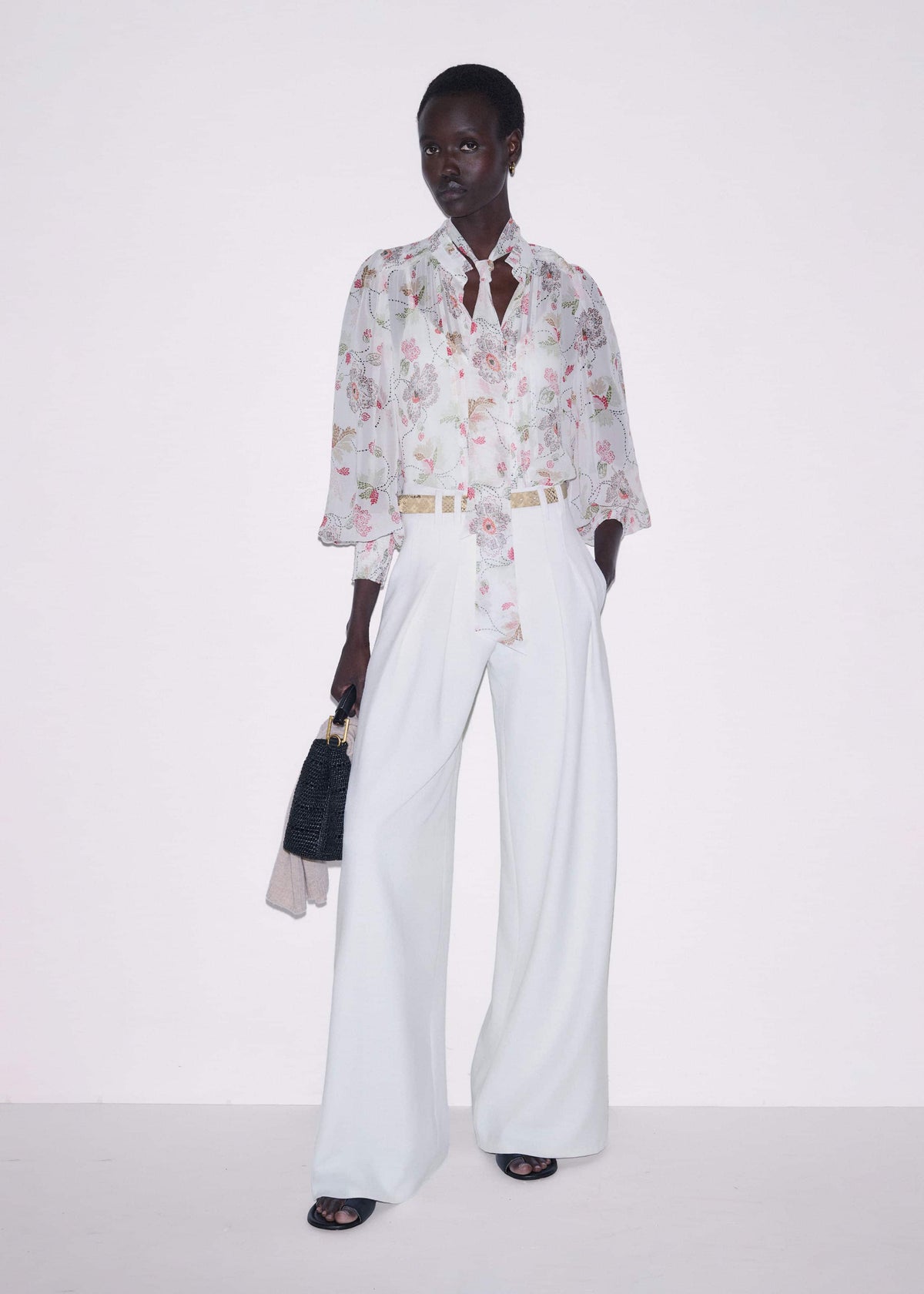 Cream Silk Balloon Sleeve Blouse | ME+EM