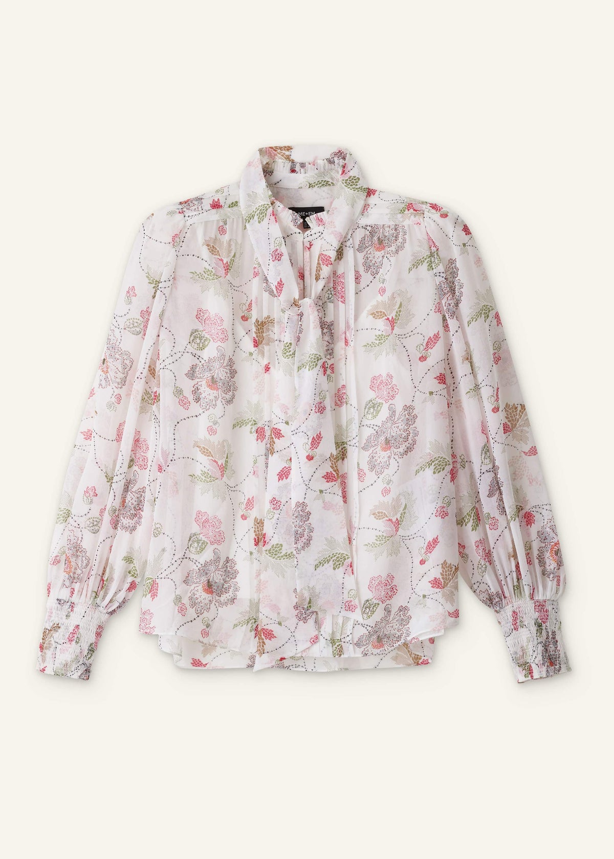 Cream Silk Balloon Sleeve Blouse | ME+EM