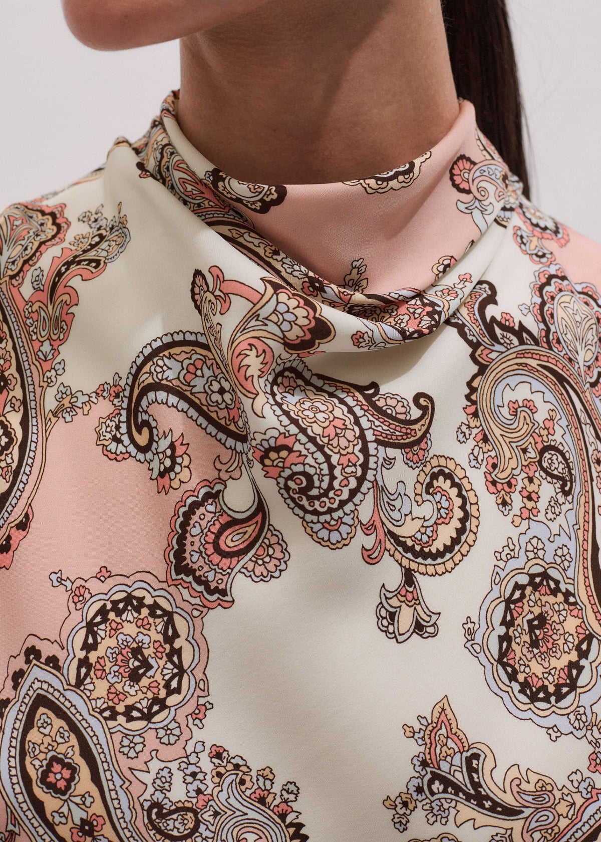Pink Silk Draped Neck Top | ME+EM