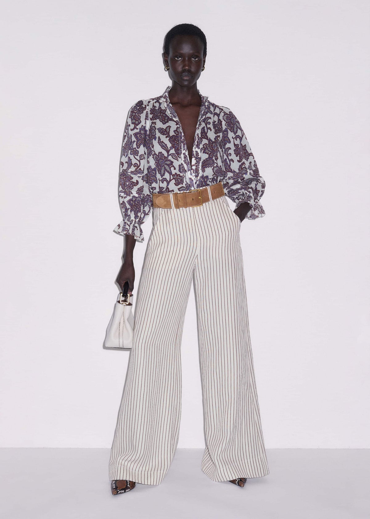 Cream Floral Print Blouse | ME+EM
