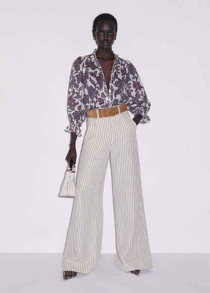 Cream Floral Print Blouse | ME+EM
