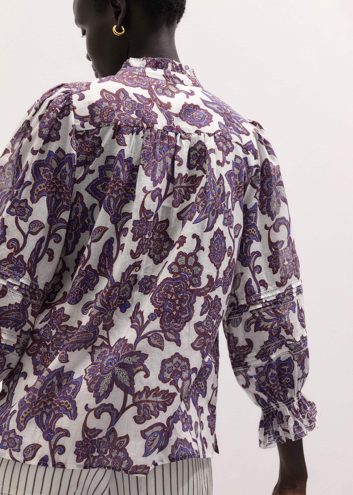 Cream Floral Print Blouse | ME+EM