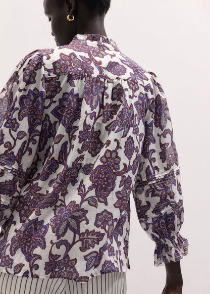 Cream Floral Print Blouse | ME+EM