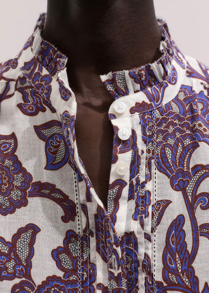 Cream Floral Print Blouse | ME+EM