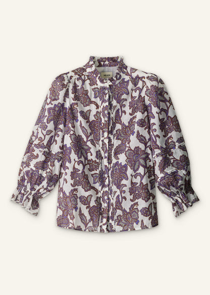 Cream Floral Print Blouse | ME+EM