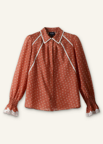 Orange Spaced Paisley Motif Print Blouse | ME+EM