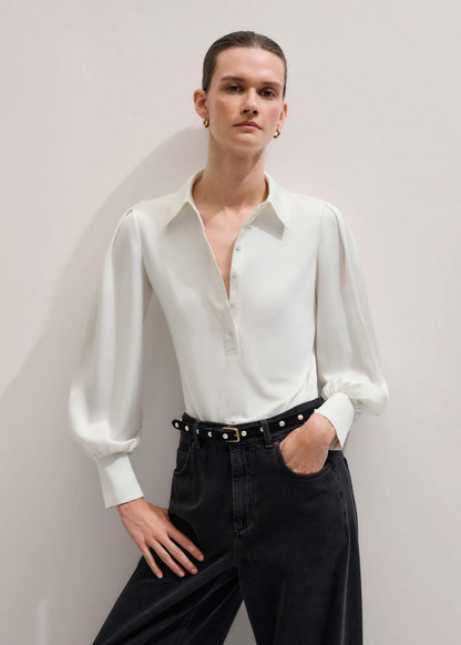 Cream Fluid Sleeve Layering Blouse | ME+EM