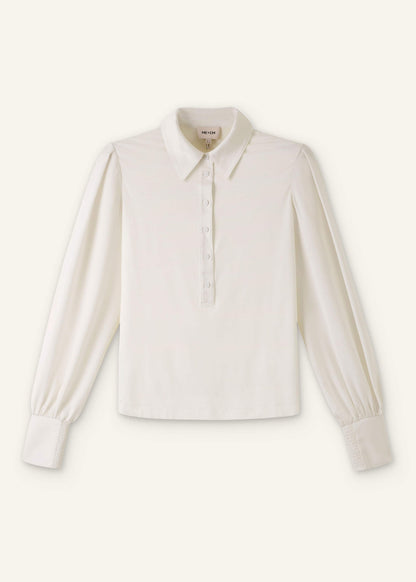 Cream Fluid Sleeve Layering Blouse | ME+EM