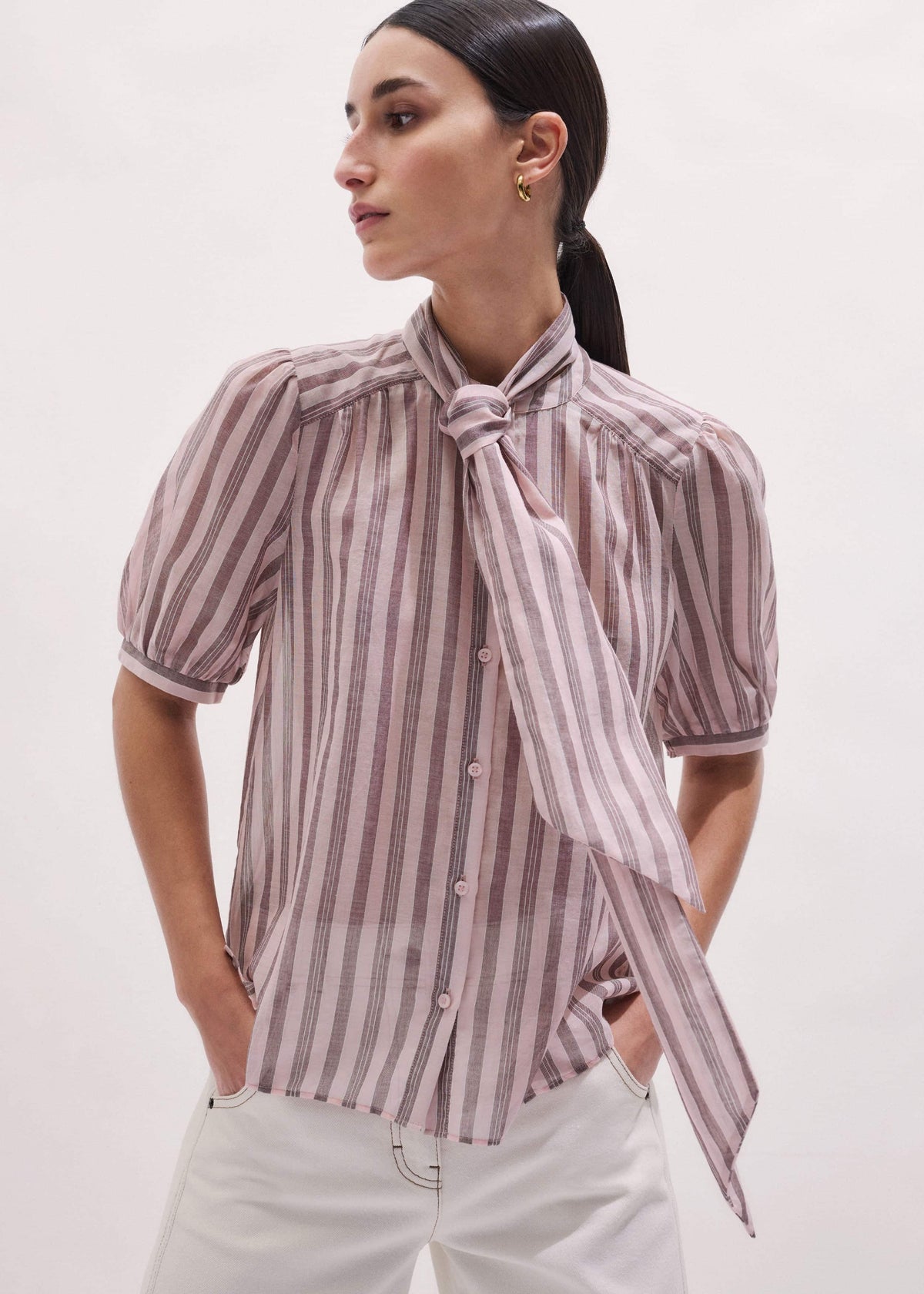 Pink Soft Stripe Blouse | ME+EM