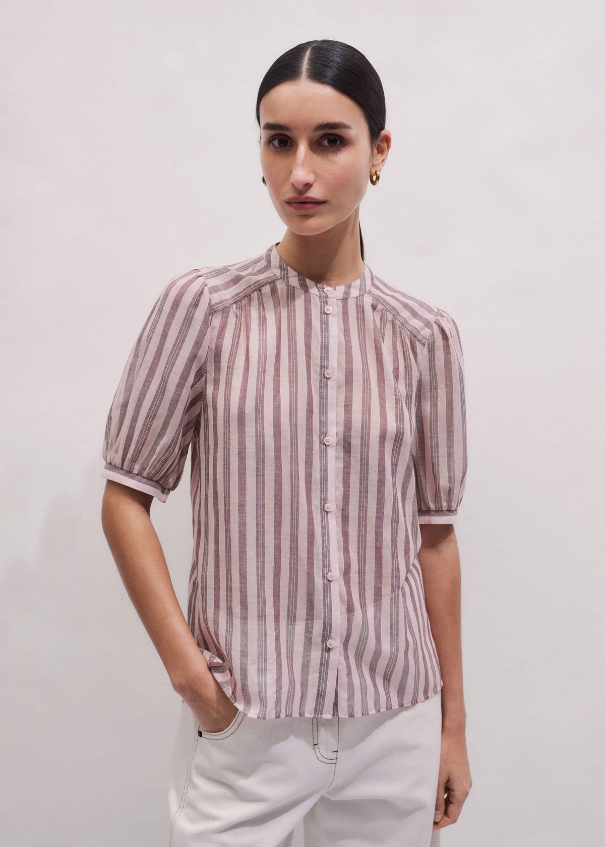 Pink Soft Stripe Blouse | ME+EM