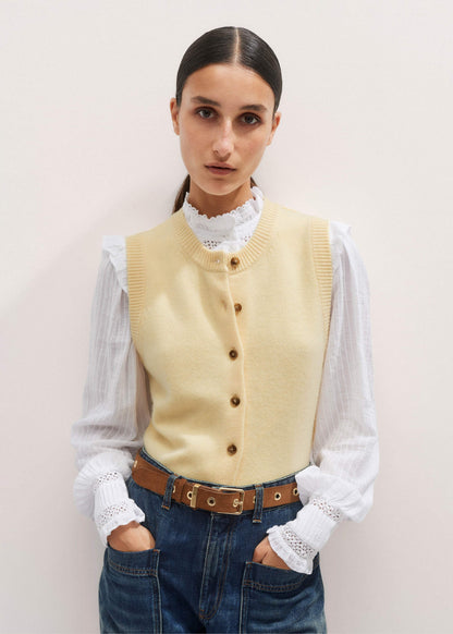 White Cotton + Lace Trim Blouse | ME+EM