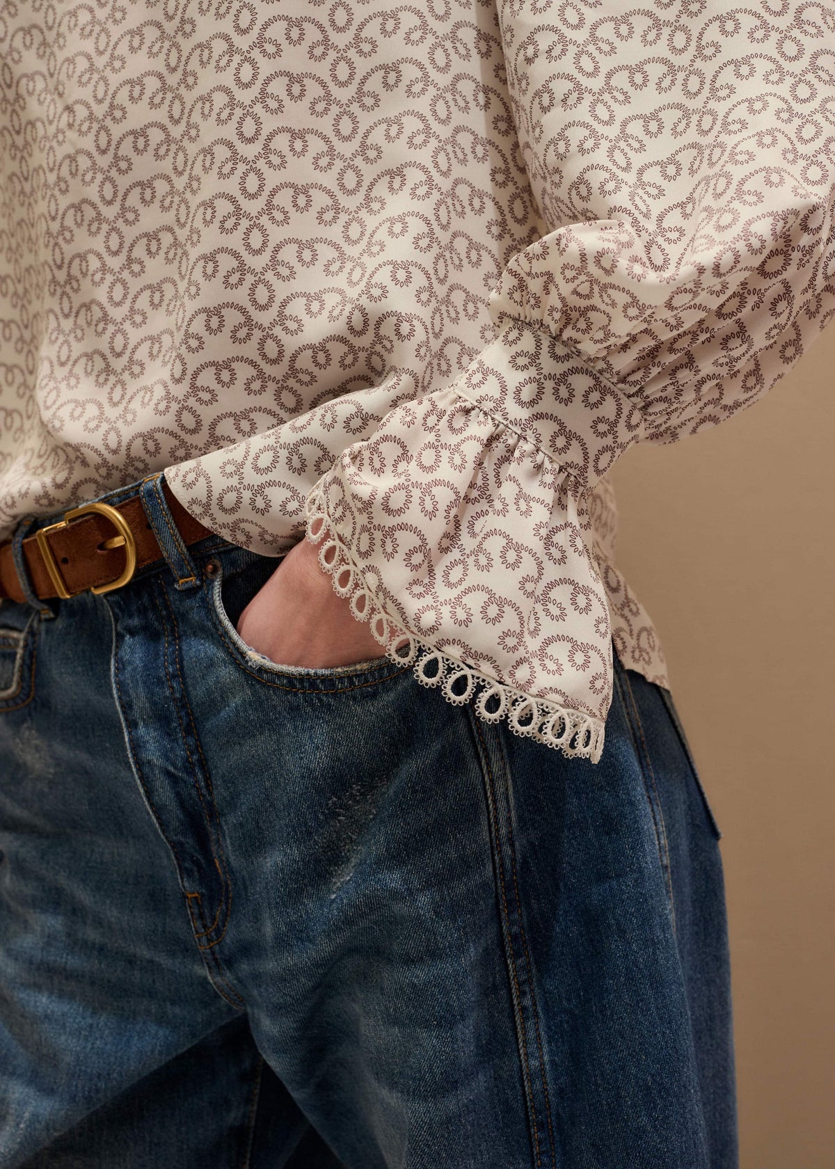 Cream Silk Delicate Cowl Neck Blouse | ME+EM