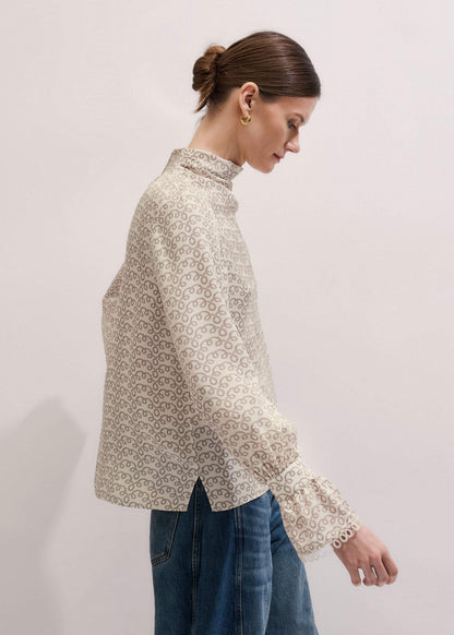Cream Silk Delicate Cowl Neck Blouse | ME+EM
