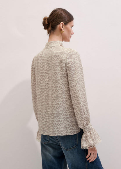Cream Silk Delicate Cowl Neck Blouse | ME+EM