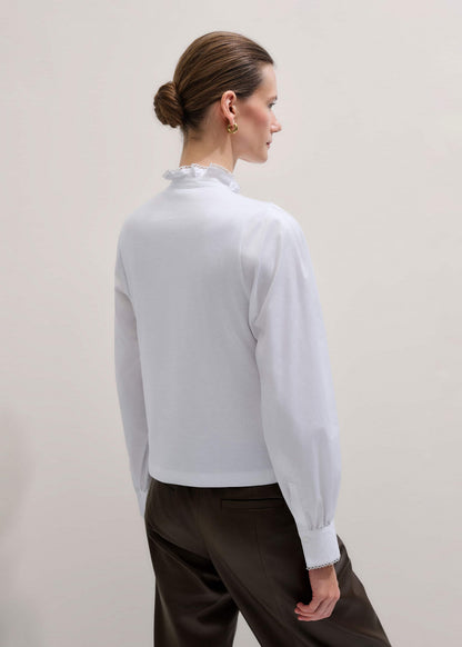 White Frill Neck Layering Blouse | ME+EM