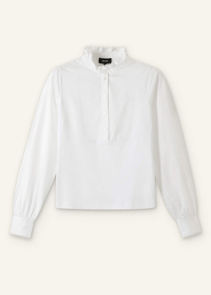 White Frill Neck Layering Blouse | ME+EM