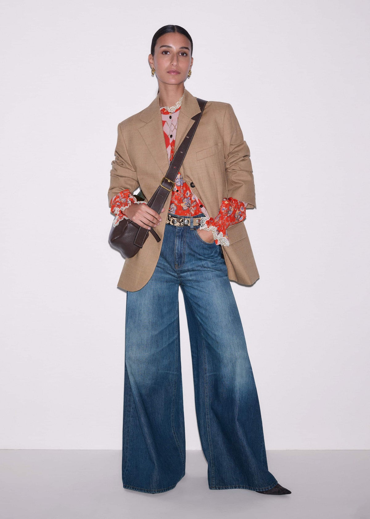 Orange Ornate Floral Paisley Print Blouse | ME+EM
