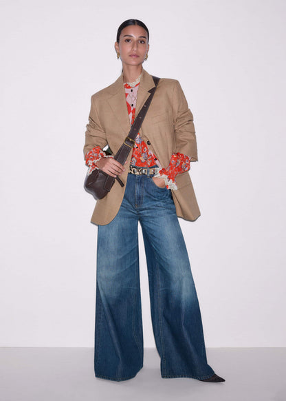 Orange Ornate Floral Paisley Print Blouse | ME+EM