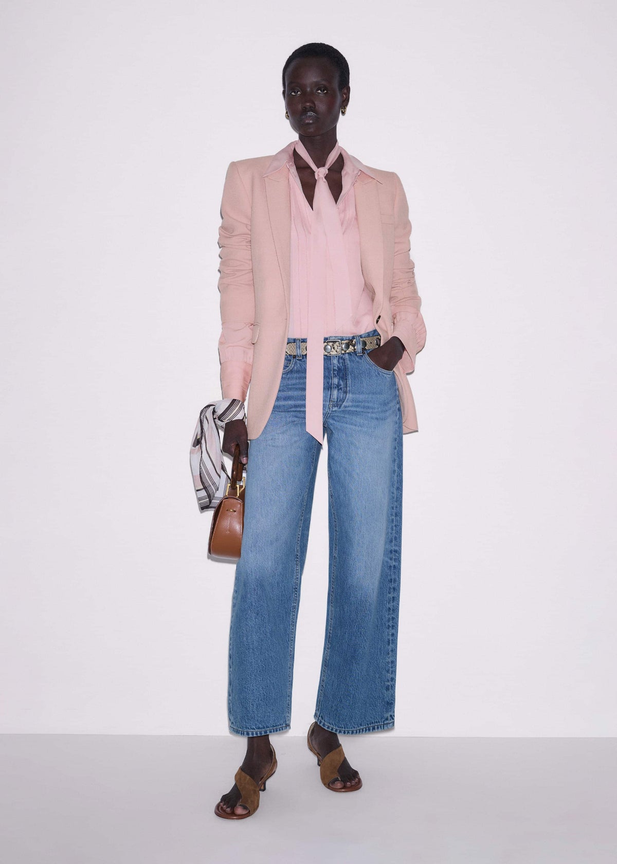 Pink Silk Feminine Embroidered Fluid Straight Blouse | ME+EM