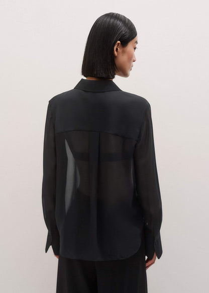Black Sheer Silk Evening Blouse | ME+EM