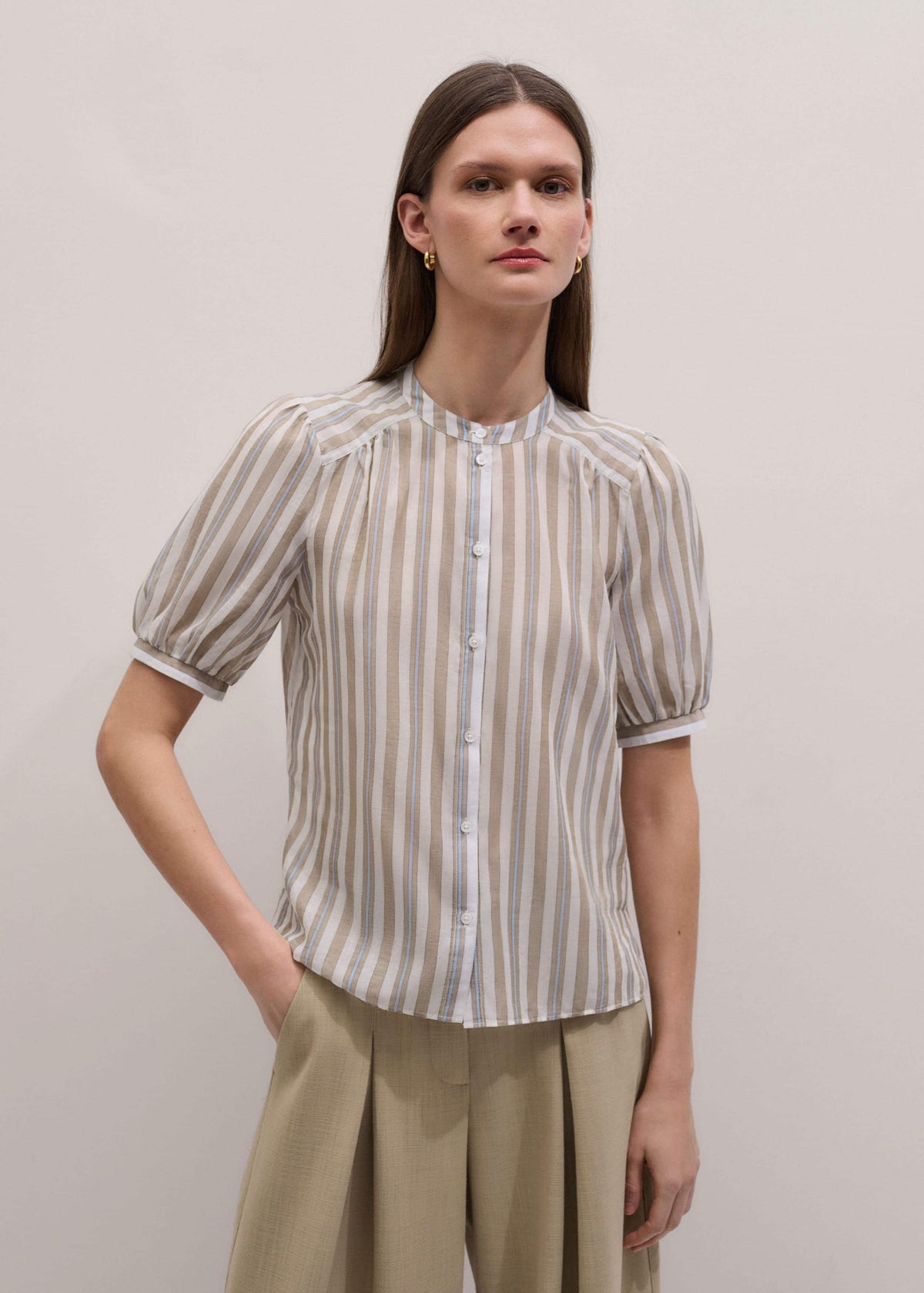 Brown Stripe Blouse + Tie | ME+EM