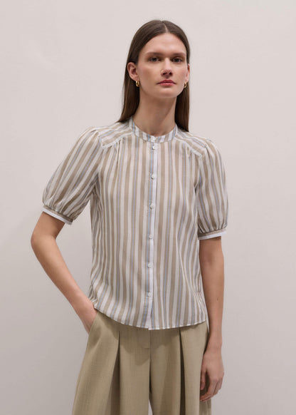 Brown Stripe Blouse + Tie | ME+EM