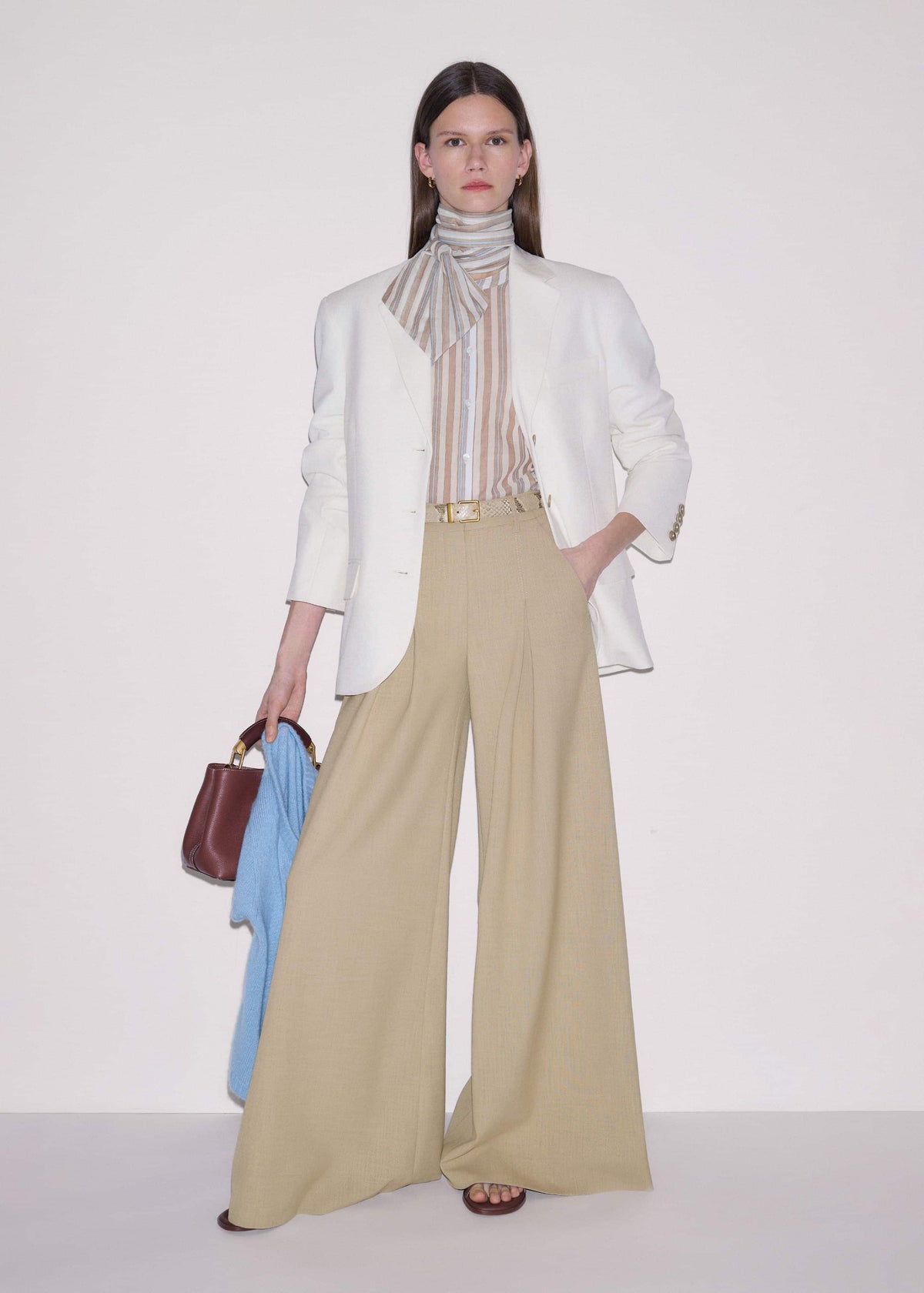 Brown Stripe Blouse + Tie | ME+EM