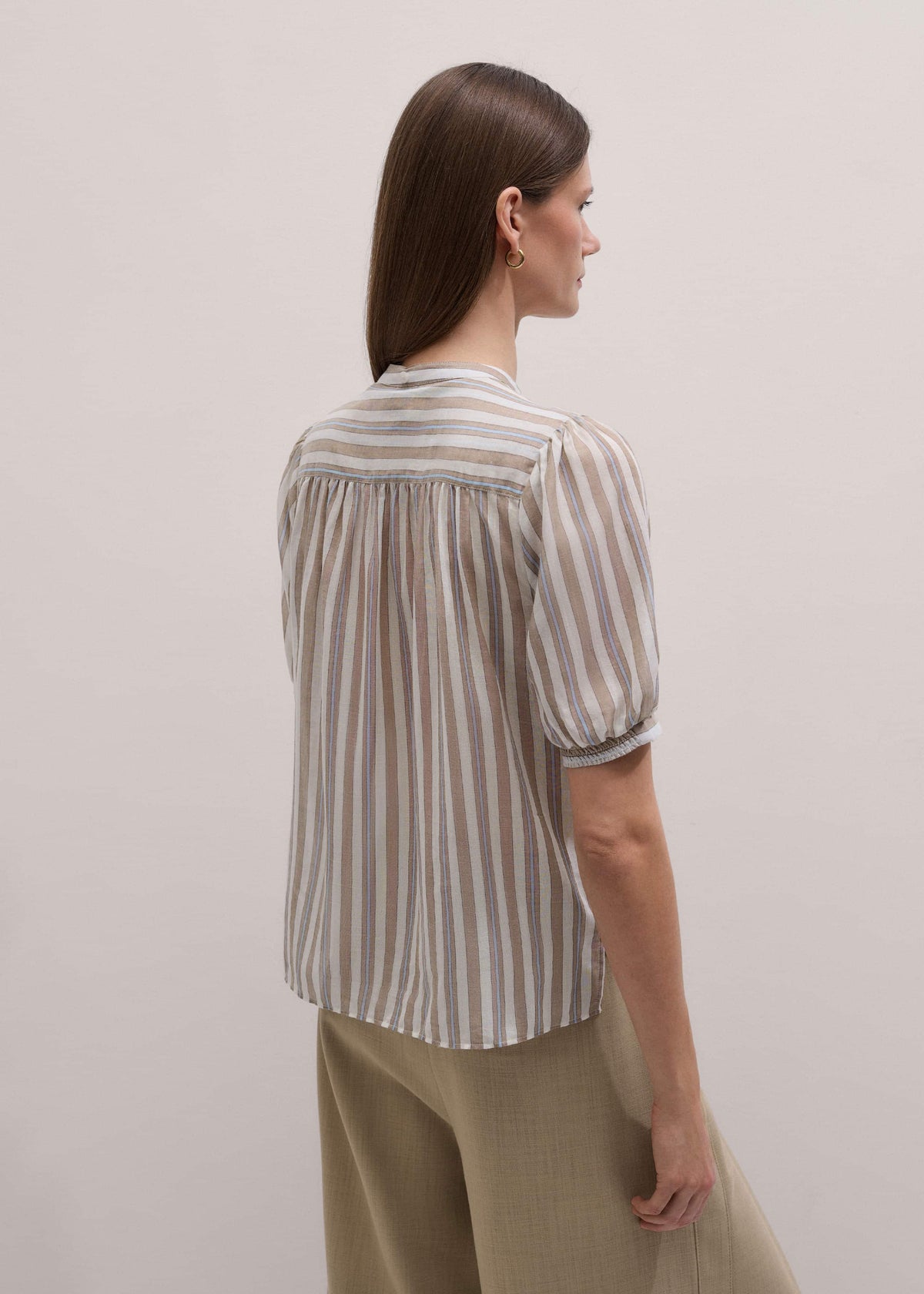 Brown Stripe Blouse + Tie | ME+EM