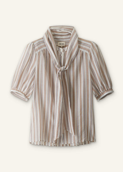 Brown Stripe Blouse + Tie | ME+EM