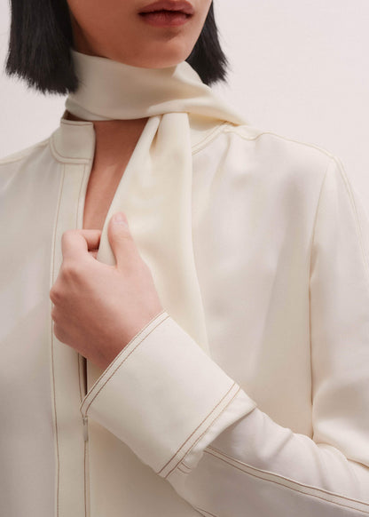 Cream High Neck Blouse + Tie | ME+EM