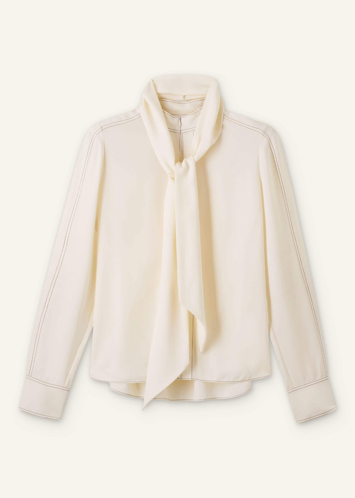Cream High Neck Blouse + Tie | ME+EM