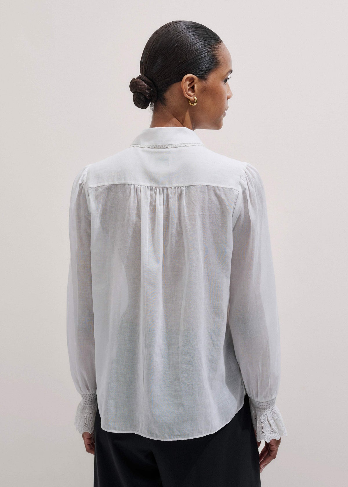 White Intricate Embroidery Blouse | ME+EM
