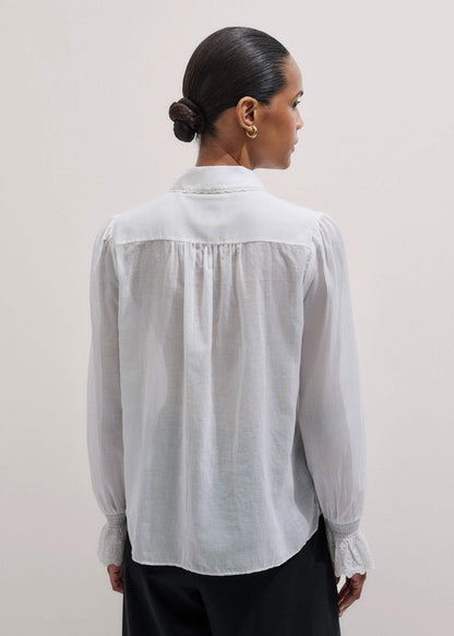 White Intricate Embroidery Blouse | ME+EM