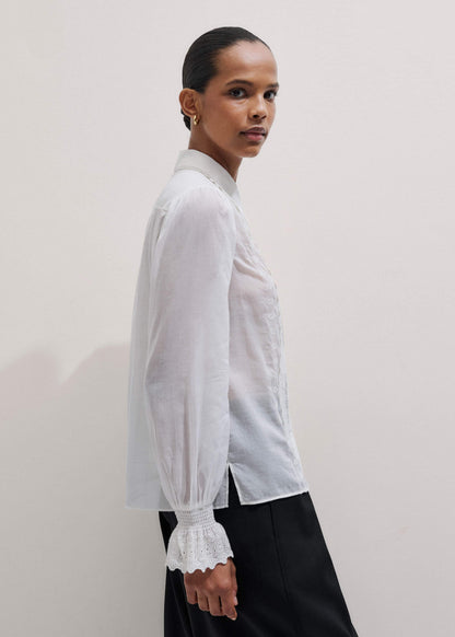 White Intricate Embroidery Blouse | ME+EM