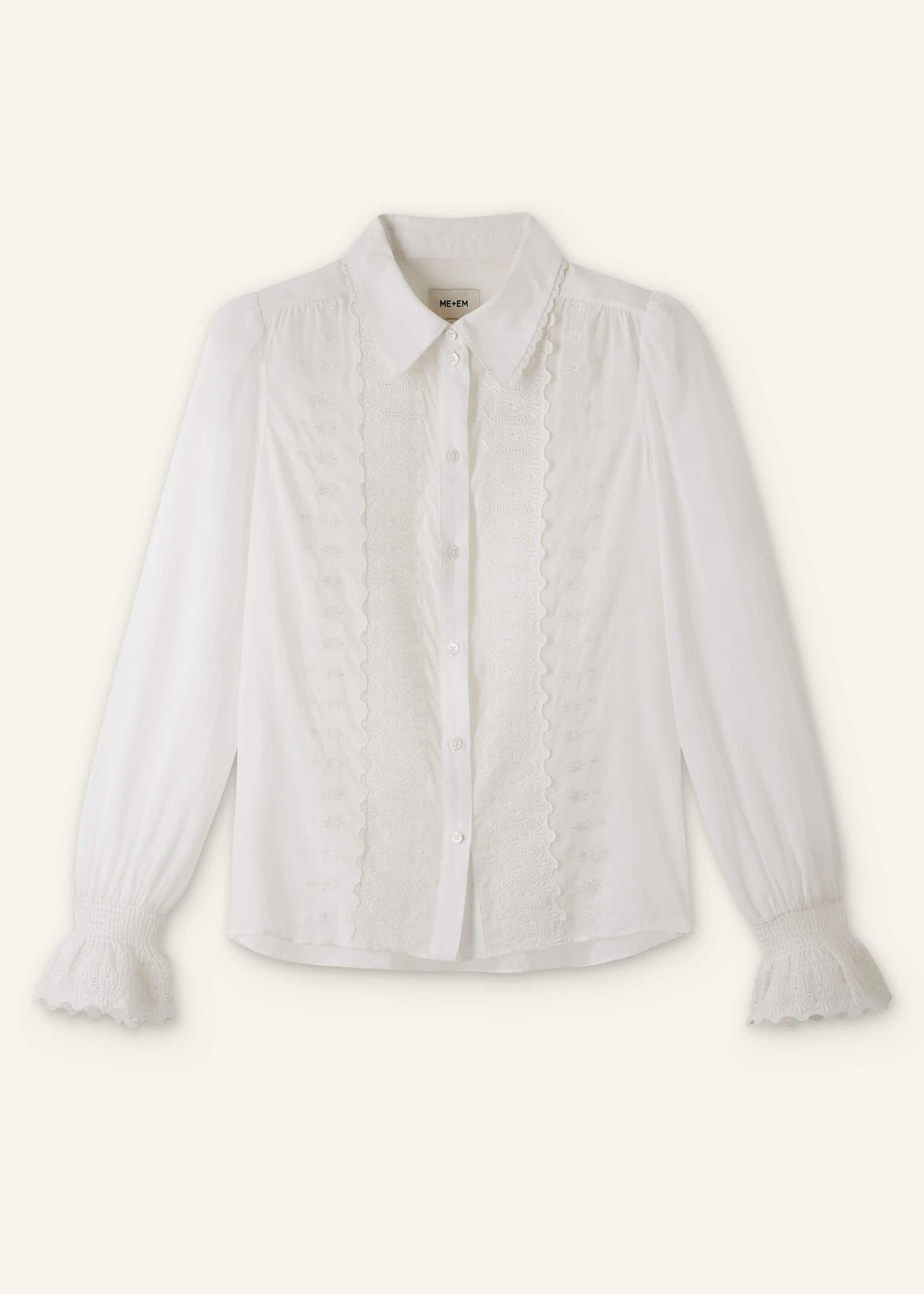White Intricate Embroidery Blouse | ME+EM