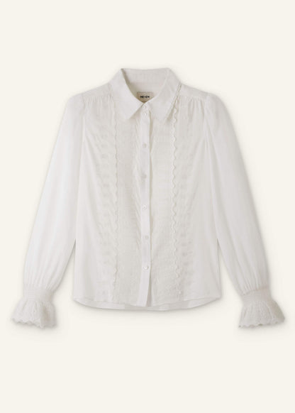 White Intricate Embroidery Blouse | ME+EM