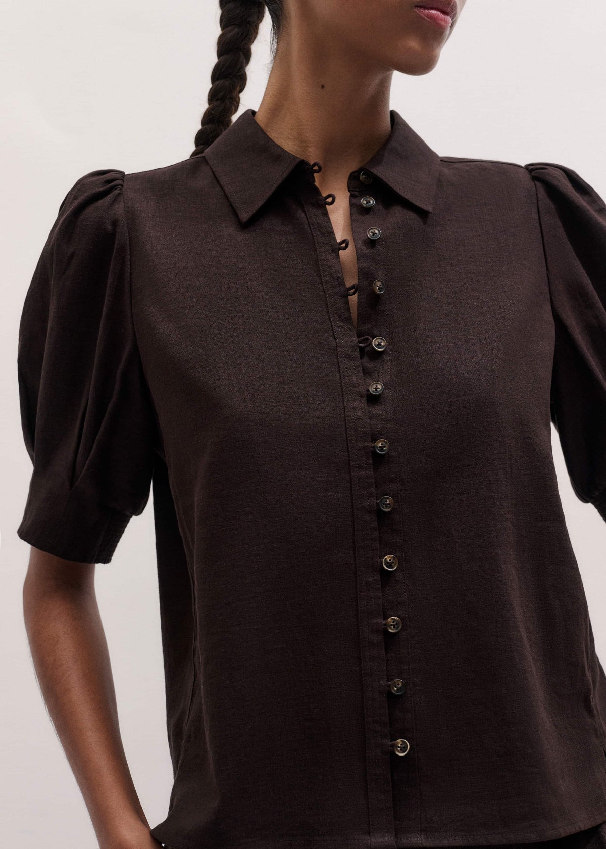 Brown Feminine Sleeve Blouse | ME+EM