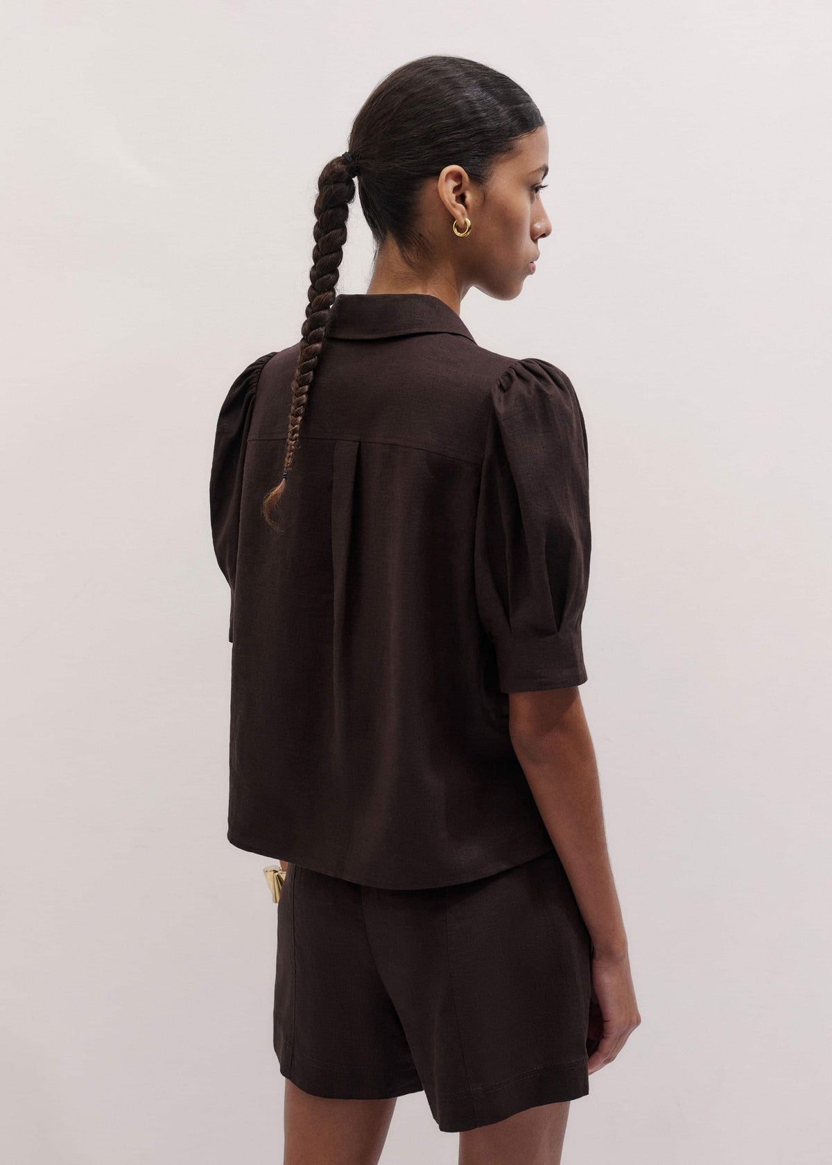 Brown Feminine Sleeve Blouse | ME+EM