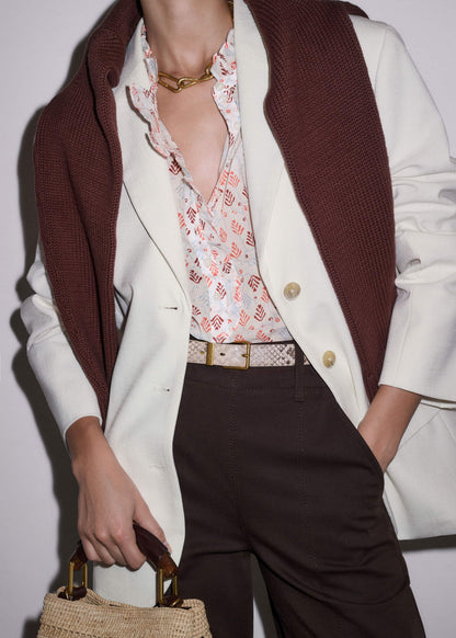 Cream Cap Sleeve Straight Top | ME+EM