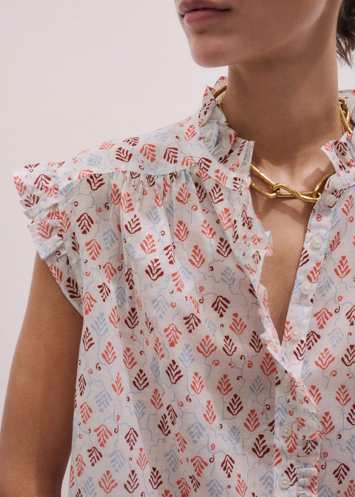 Cream Cap Sleeve Straight Top | ME+EM